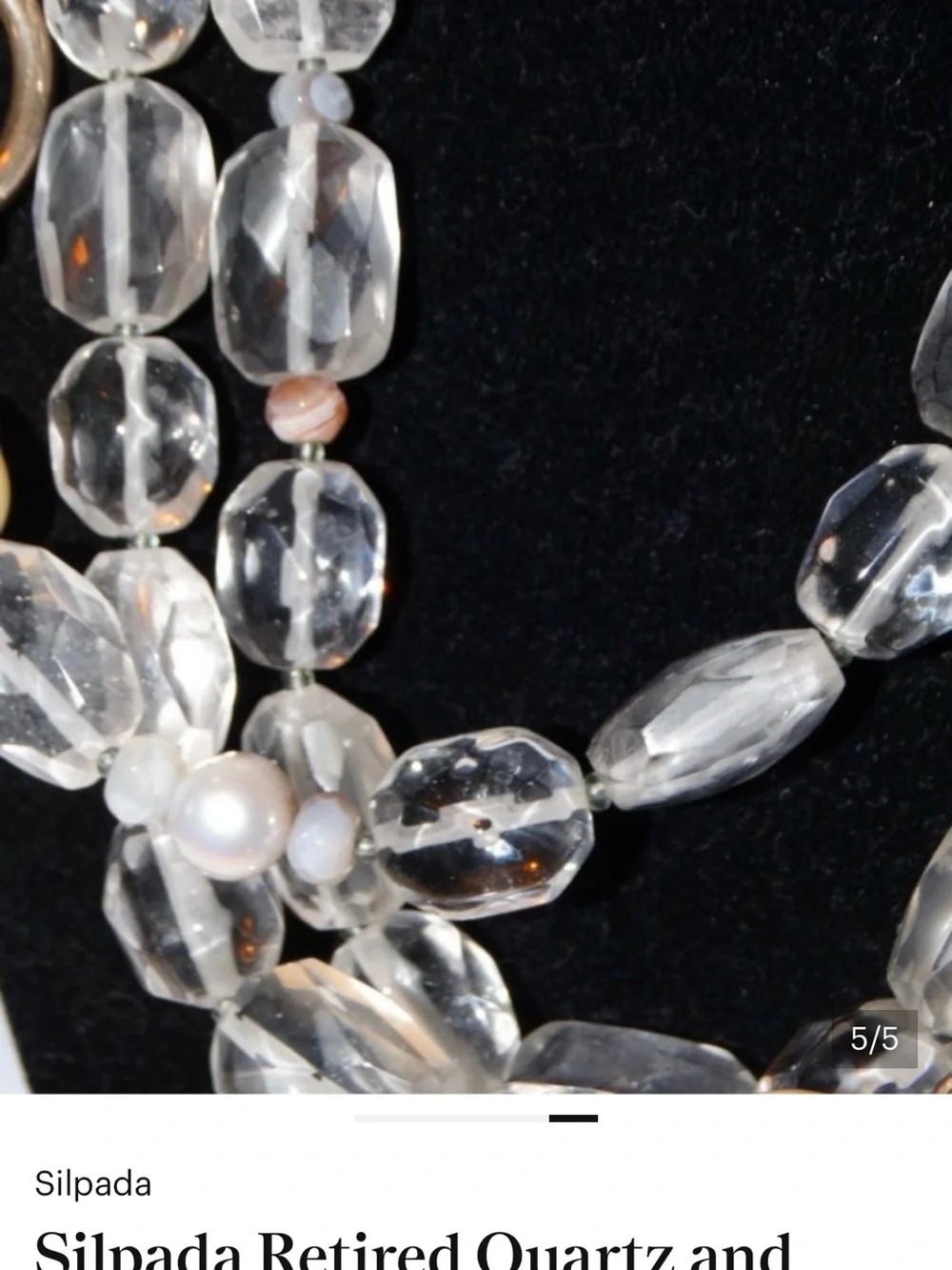 196 White Heat Silpada sterling silver retired quartz pearl strand